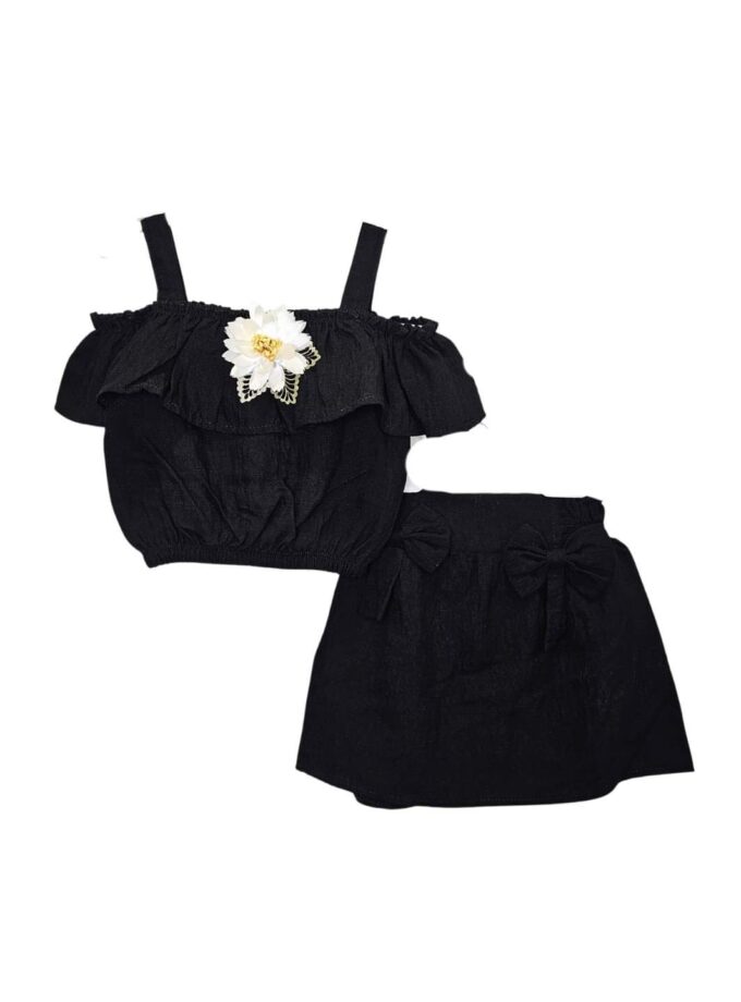 Σύνολο Total Black με Φούστα Mini - Νο 2-6 ετών