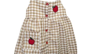 Φόρεμα Καρό Μηλαράκι Μπεζ Mini - Νο 2-5 ετών