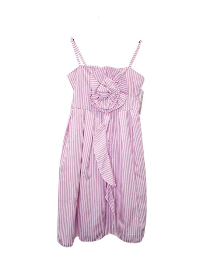 Φόρεμα Ριγέ Flower Ροζ Junior - Νο 4-14 ετών