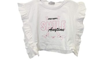 Μπλούζα Crop Butterflies Άσπρη - Νο 3-6 ετών