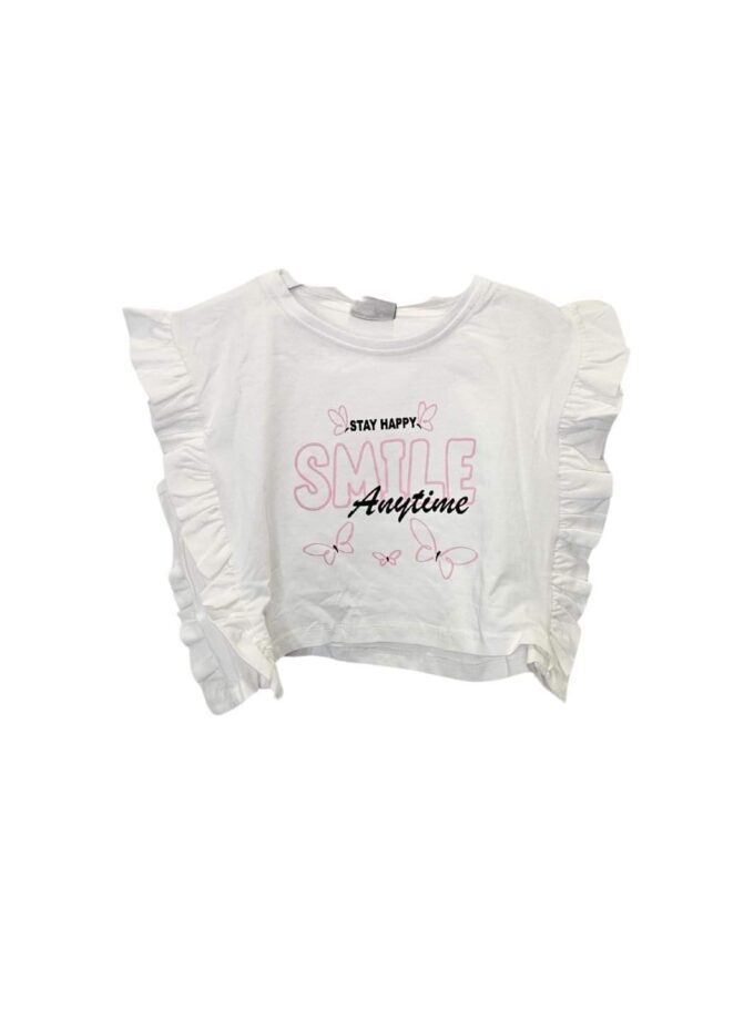Μπλούζα Crop Butterflies Άσπρη - Νο 3-6 ετών