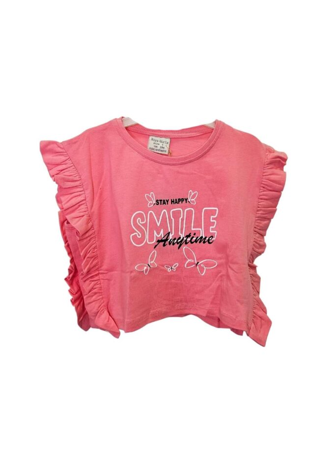 Μπλούζα Crop Butterflies Φουξ- Νο 3-7 ετών