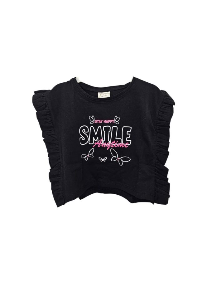 Μπλούζα Crop Butterflies Μαύρη- Νο 3-7 ετών