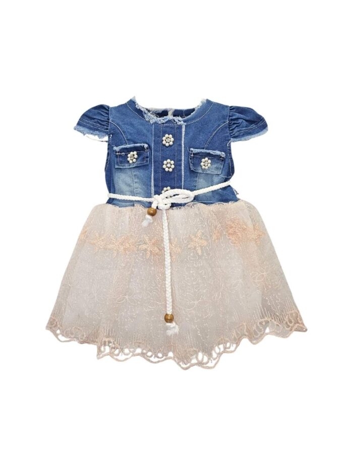 Φόρεμα Τζιν με Τούλινο Τελείωμα Mini - Νο 2-5 ετών