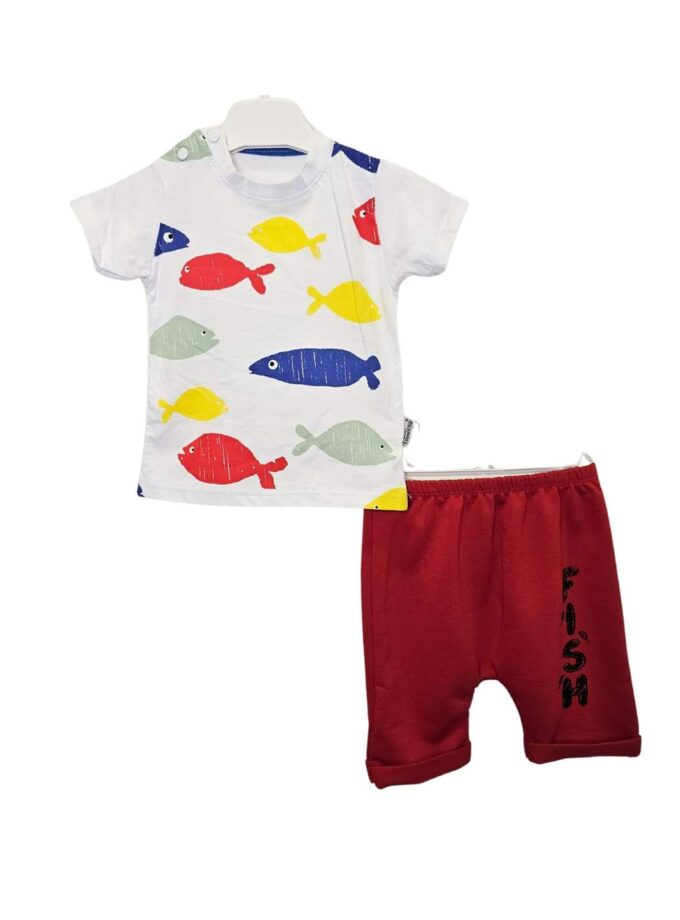 Συνολάκι Ψαράκια Κόκκινο Bebe - Νο 6-18 μηνών
