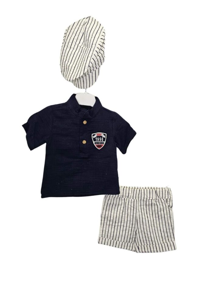 Σύνολο με Μπερέ Ριγέ Bebe - Νο 6-24 μηνών