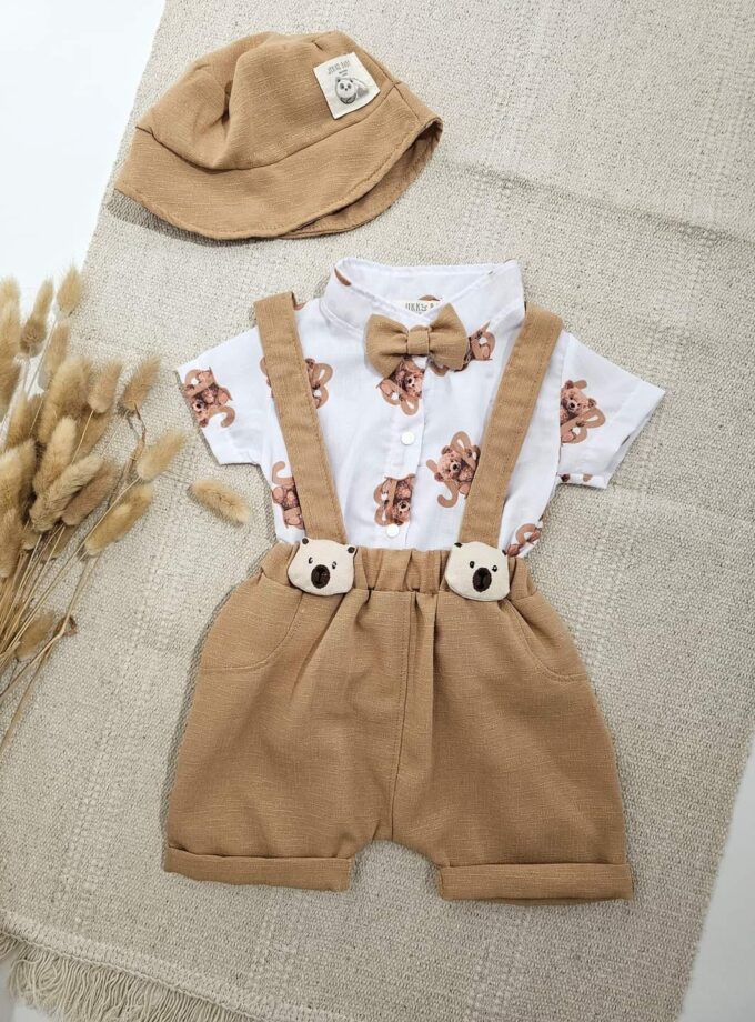 Σαλοπέτα Bears με Καπέλο Καφέ Bebe - Νο 6-18 μηνών