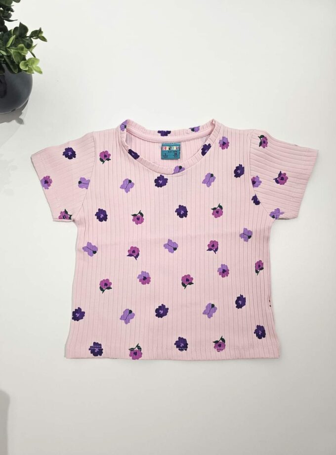 Μπλούζα Ριπ Λιλά Floral - Νο 3-7 ετών