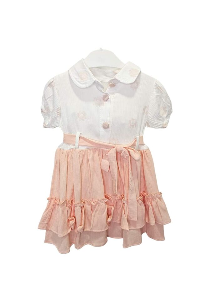 Φόρεμα Preppy Flowers Σομόν Mini - Νο 1-3 ετών