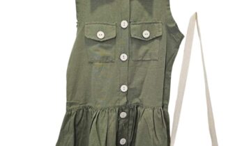 Φόρεμα Λαδί Σεμιζιέ Junior - Νο 3-7 ετών