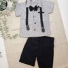 Σύνολο με Γκρι Πουκάμισο και Μαύρη Βερμούδα Mini - Νο 1-4 ετών