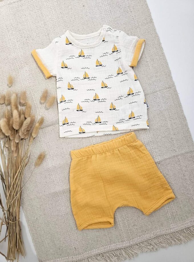 Σύνολο Καραβάκια Μουσταρδί Bebe - Νο 9-18 μηνών