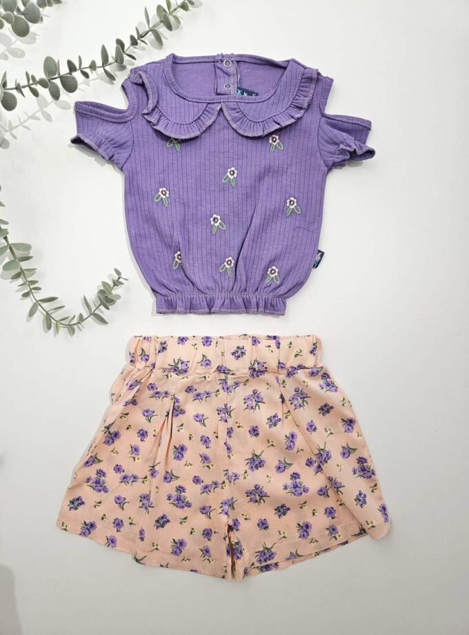 Σύνολο Λιλά Εμπριμέ Bebe - Νο 9-24 μηνών