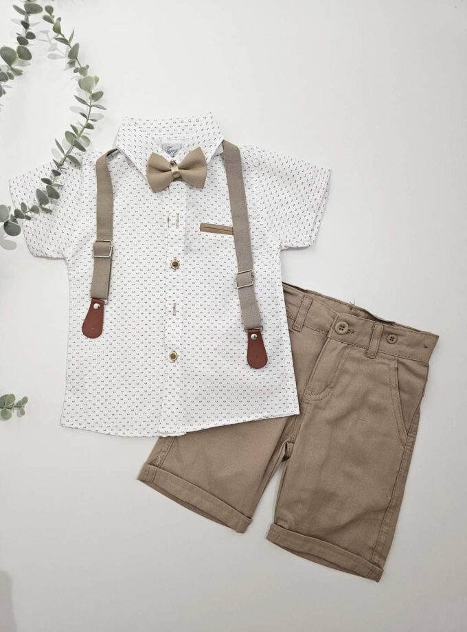 Σύνολο με Πουκάμισο και Μπεζ Βερμούδα Mini - Νο 2-4 ετών