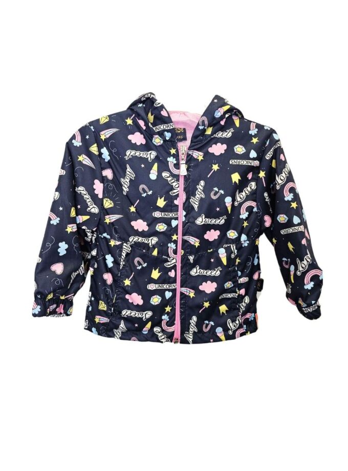 Μπουφάν Αντιανεμικό Μπλε Εμπριμέ Mini - Νο 1-4 ετών