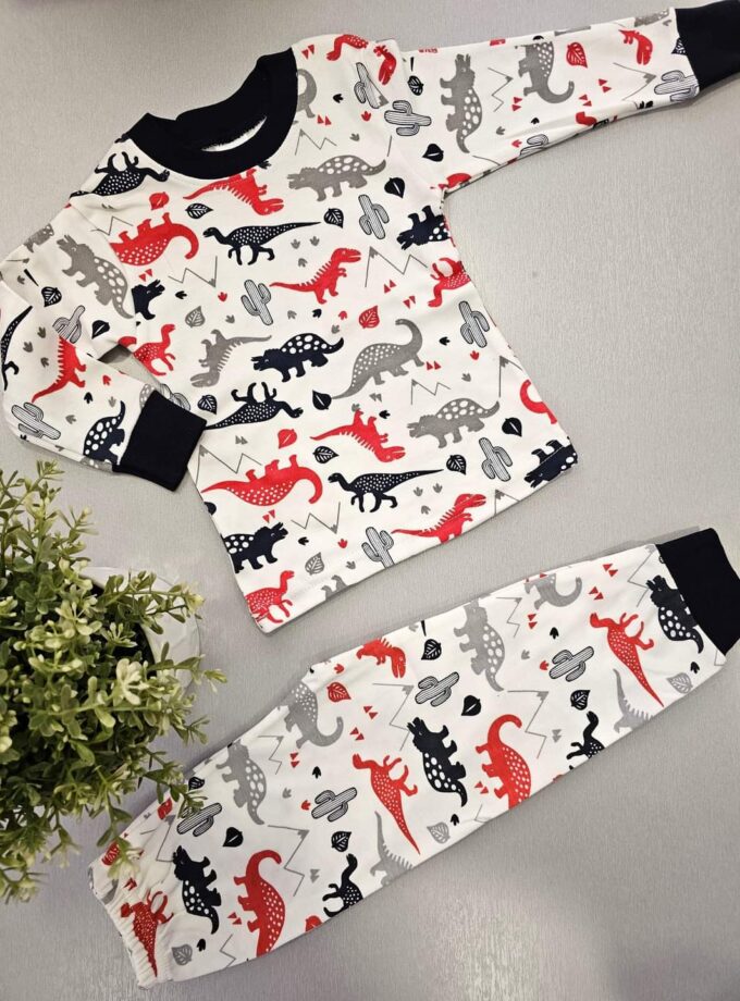Μπιτζάμα Δεινοσαυράκια Κόκκινα Mini - Νο 1-4 ετών