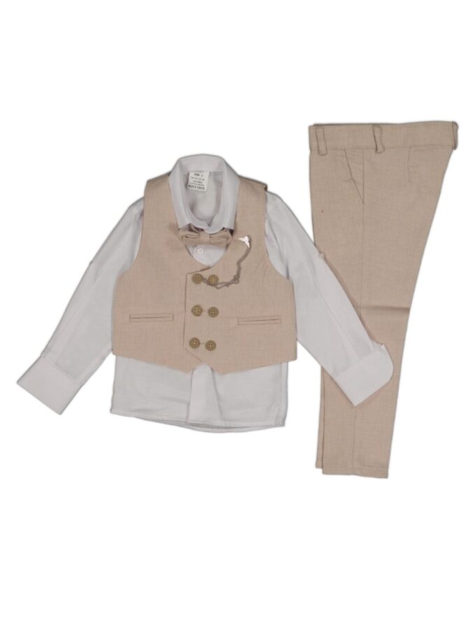 Κοστούμι με Γιλέκο Δίκουμπο Εκρού Mini – Νο 2-5 ετών