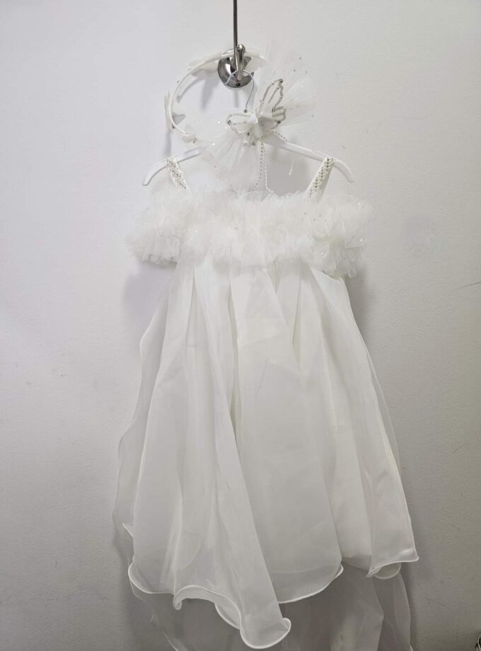 Φόρεμα Αμπιγέ Butterflies Λευκό Junior - Νο 6-10 ετών