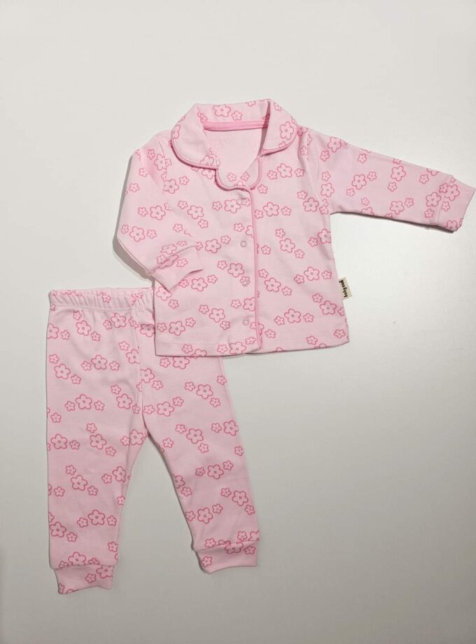 Μπιτζαμάκι Ροζ Λουλουδάκια Bebe - Νο 3-12 μηνών