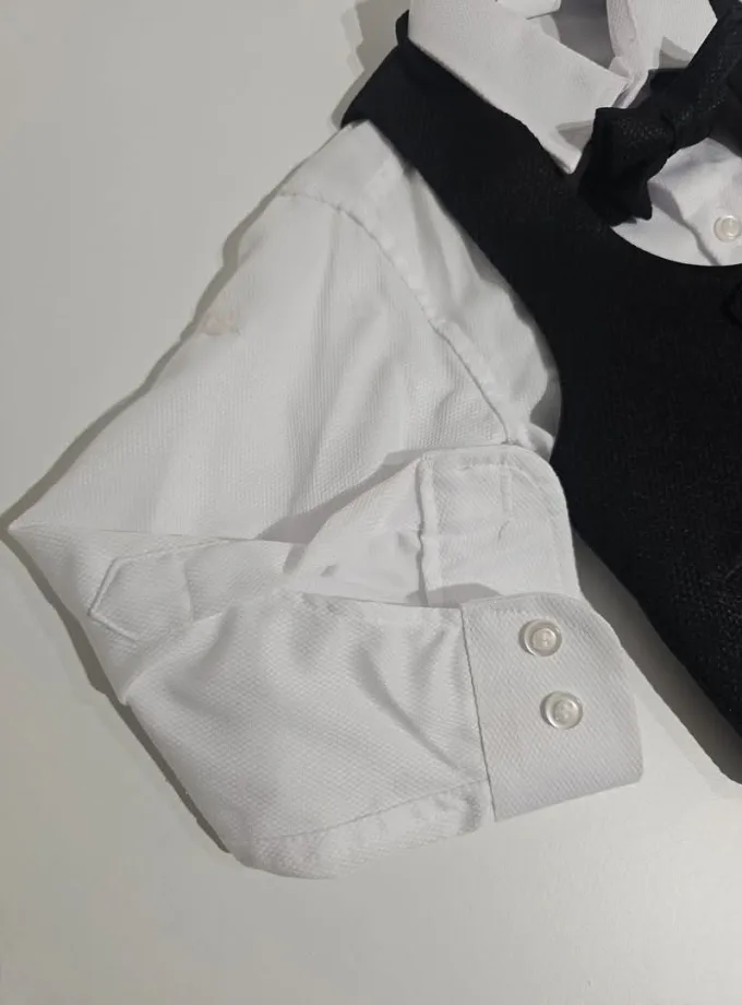 Κοστούμι με Γιλέκο Μαύρο Διπλό Κουμπί 03