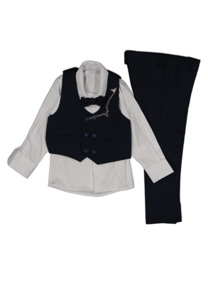 Κοστούμι με Γιλέκο Μπλε Διπλό Κουμπί Junior