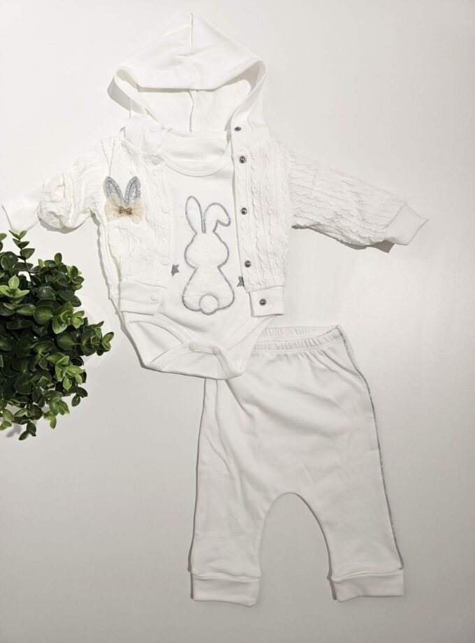 Συνολάκι Τριπλό Bunny Λευκό - No 0-9 μηνών