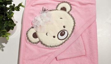 Πετσέτα-Κάπα Αρκουδούλα Ροζ