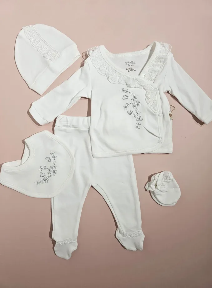 Σετ 5πλο White Flowers Newborn