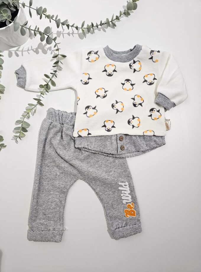 Σύνολο Βελουτέ Πιγκουινάκια Bebe - Νο 0-9 μηνών