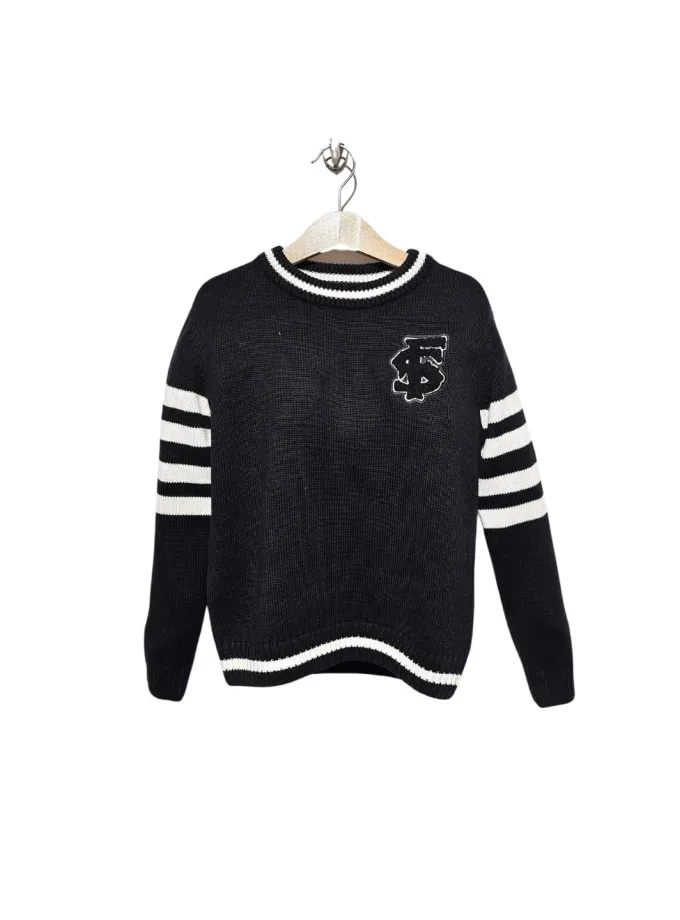 Μπλούζα Πλεκτή Κολλεγιακή Μαύρη Junior