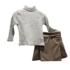 Σύνολο Πλεκτή Μπλούζα με Δερματίνη Φούστα Μπεζ