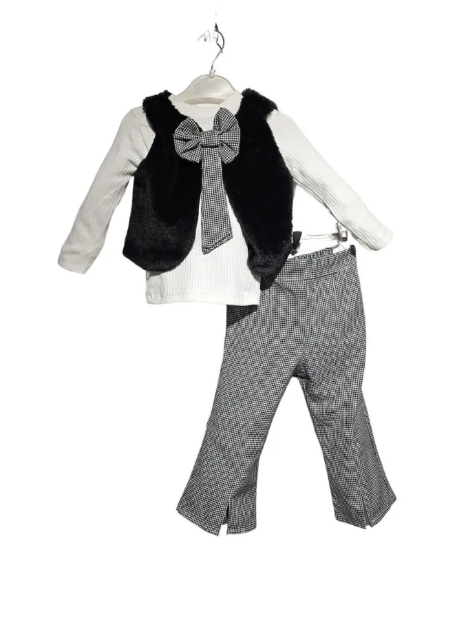 Σύνολο Ασπρόμαυρο με Γουνάκι Mini