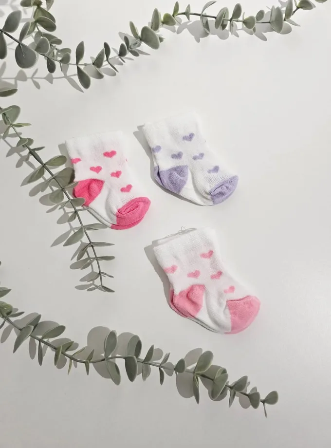 Σετ Καλτσάκια Καρδούλες Newborn