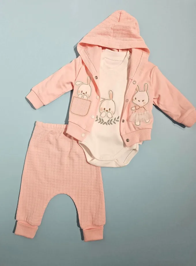 Σύνολο Τριπλό Bunnies Σομόν Bebe