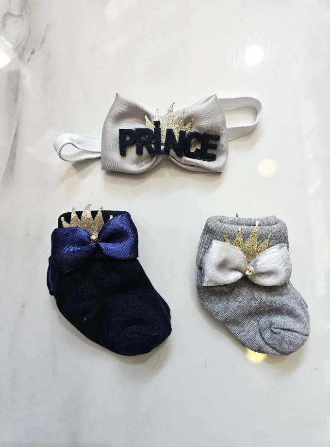 Σετ Newborn Καλτσάκια-Παπιγιόν Prince Μπλε