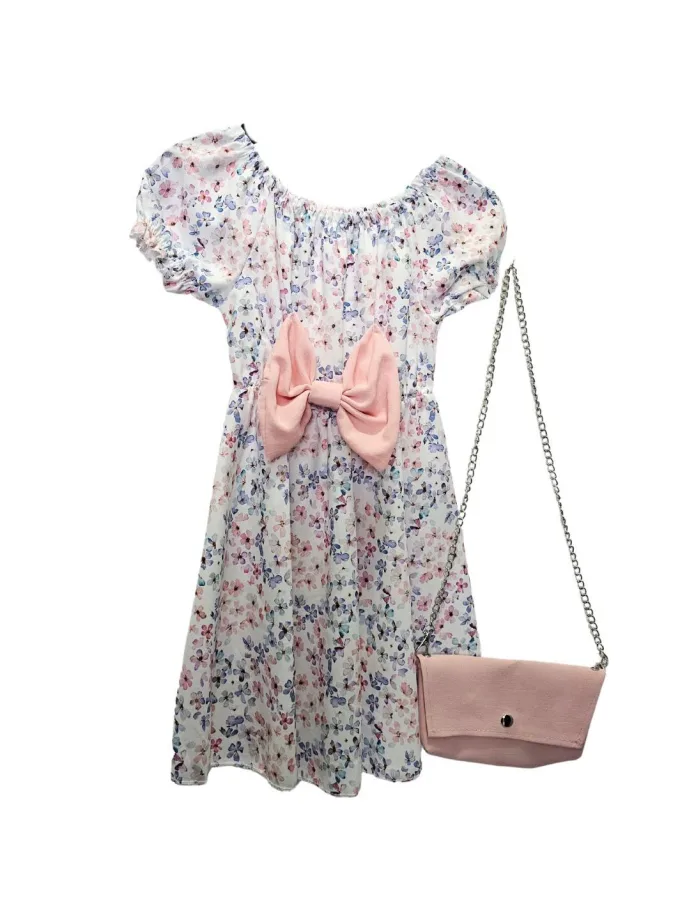 Φόρεμα Floral Σομόν Junior