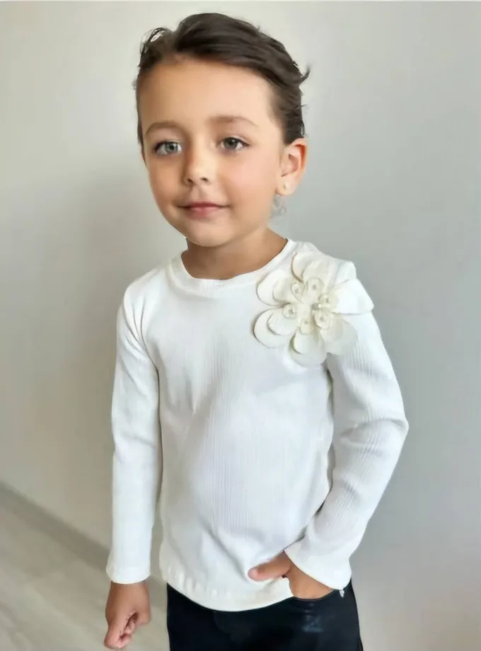 Μπλούζα Ριπ Λουλούδι Άσπρη