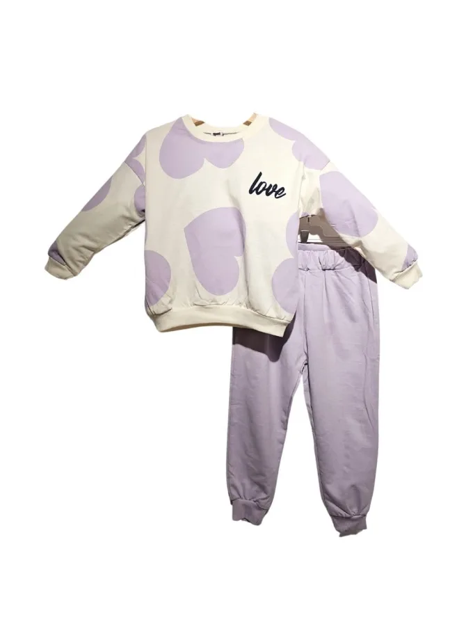 Φόρμα Καρδούλες Love Λιλά Mini