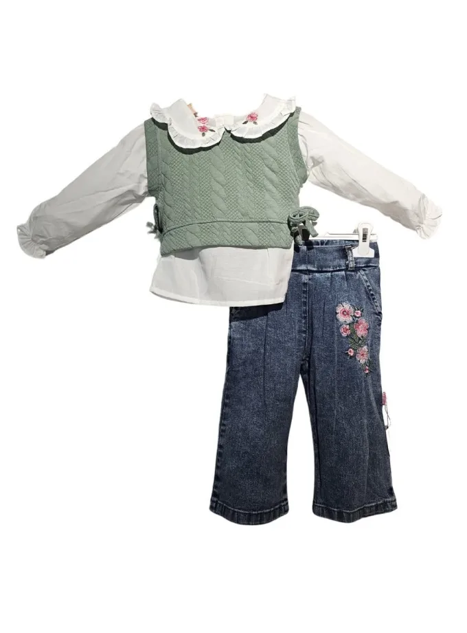 Σύνολο Τριπλό με Γιλέκο και Τζιν Βεραμάν Mini