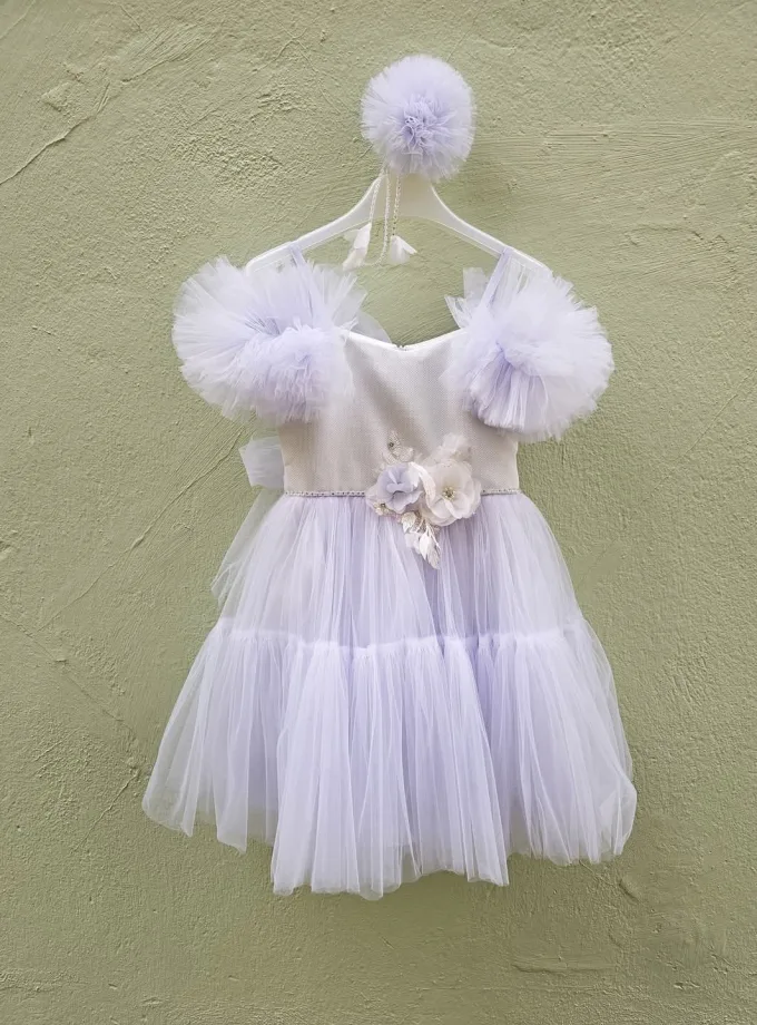 Φόρεμα Αμπιγέ Λιλά-Άσπρο Junior