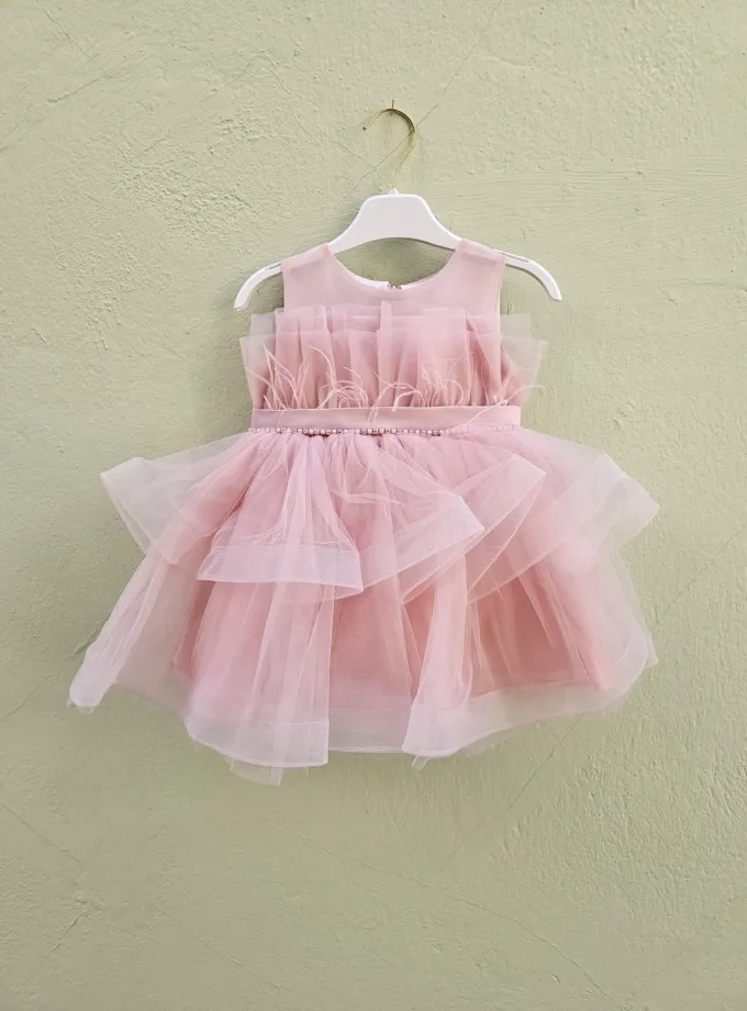 Φόρεμα Αμπιγέ Φρεζ Βολάν Πούπουλα Bebe