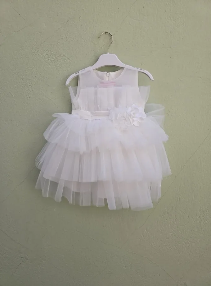 Φόρεμα Αμπιγιέ Λευκό Λουλούδια Πλαϊνά Bebe