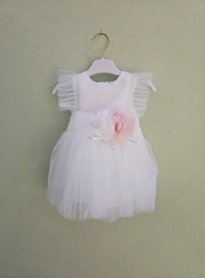 Φόρεμα Αμπιγέ Λευκό Λαμπερό Bebe - Νο 6-24 μηνών