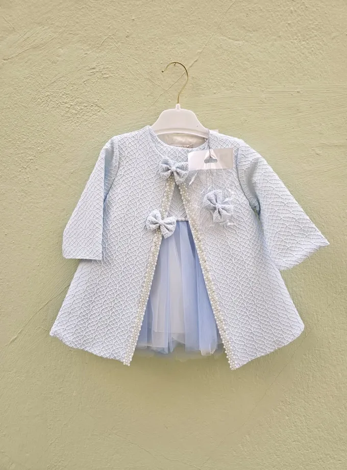 Αμπιγιέ Σύνολο Μαντώ και Φόρεμα Γαλάζιο Bebe - Νο 3-24 μηνών