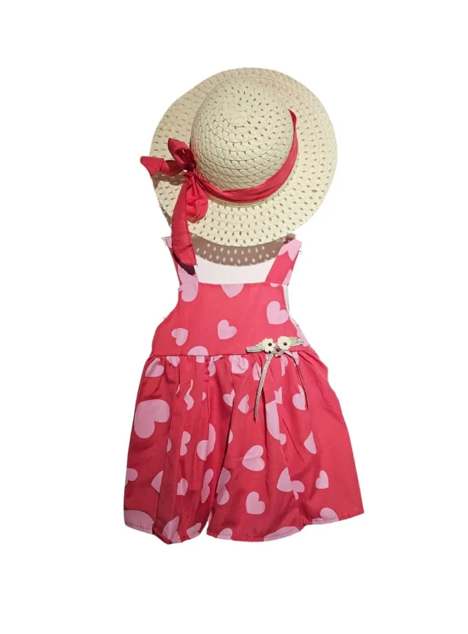 Φόρεμα Hearts με Καπέλο Ψάθινο Mini