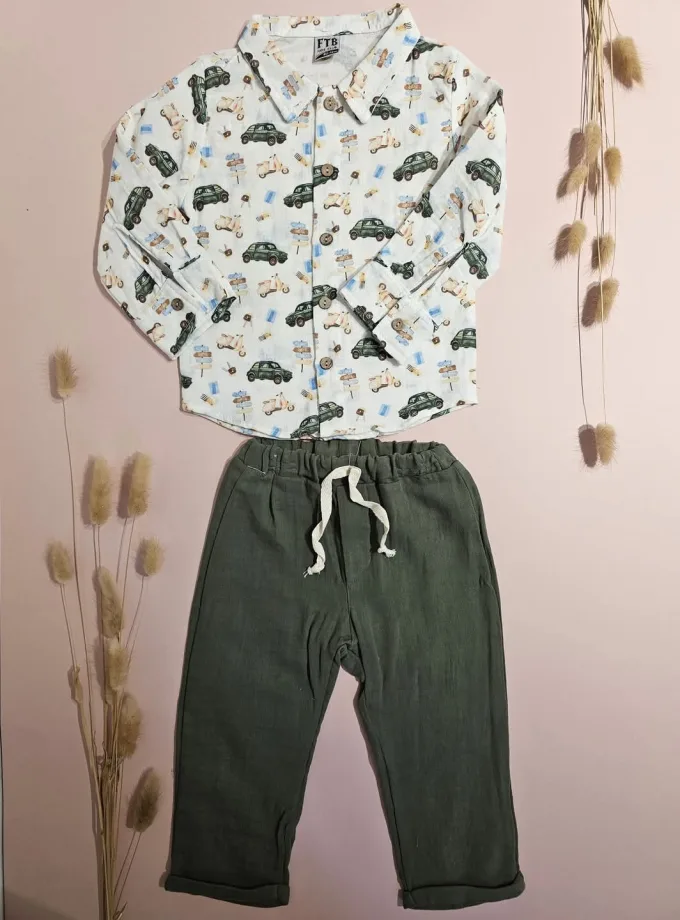 Σύνολο Cars Vintage Λαδί Bebe