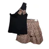 Σύνολο Μαύρο με Λεοπάρ Φούστα Mini