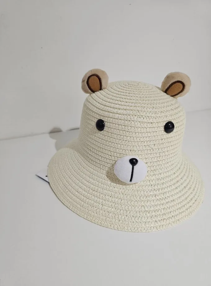Ψάθινο Καπέλο Αρκουδάκι Εκρού