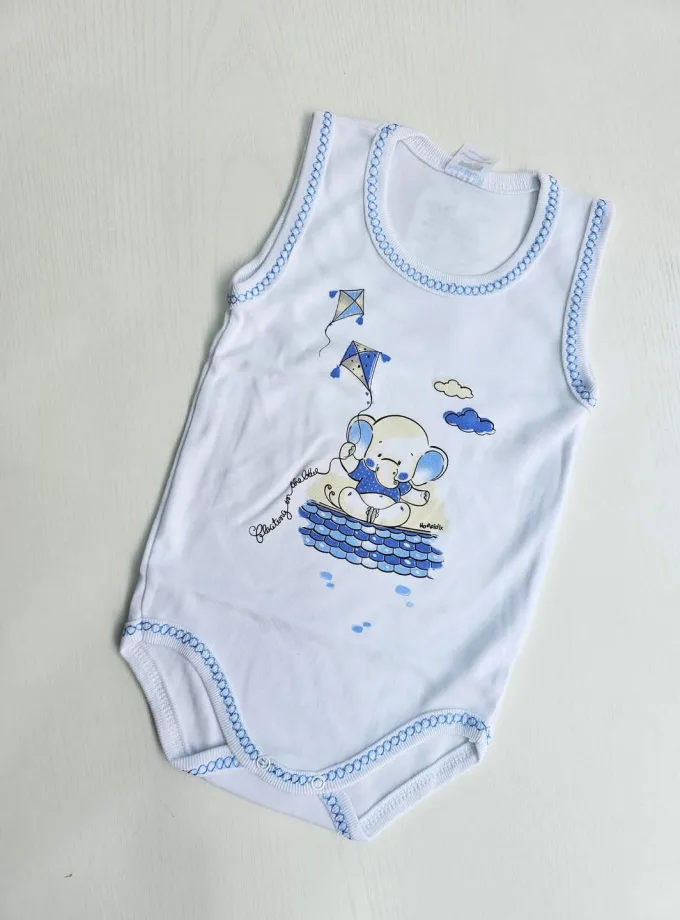 Αμάνικο Εσώρουχο Ελεφαντάκι Σιελ