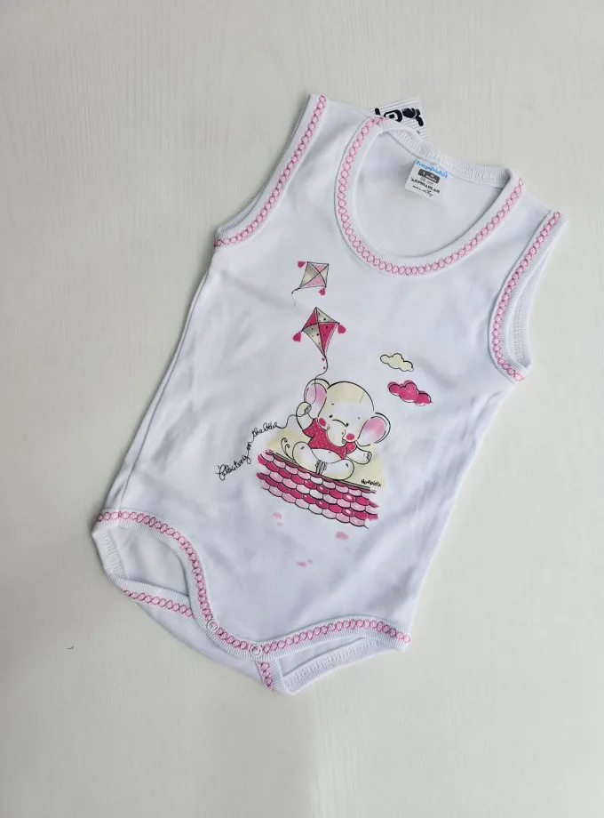 Αμάνικο Εσώρουχο Ελεφαντάκι Άσπρο-Ροζ